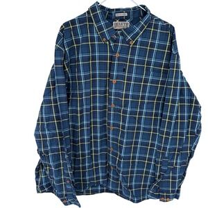 Duluth Trading Untucked Long Sleeve Button Up Shirt XXL Men's Blue Green Plaid